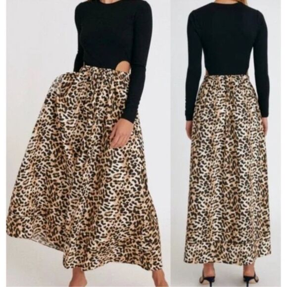 Something Navy Animal Print Cut Out Long Sleeve maxi Dress, XS - Picture 1 of 11